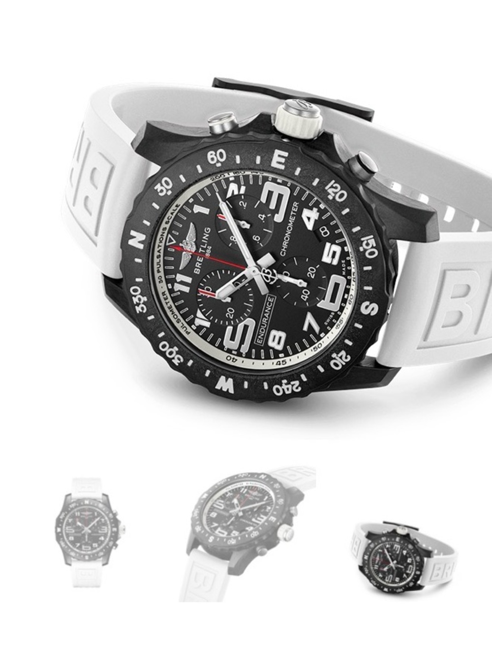 Breitling Endurance Pro 44 Watch with White Rubber Strap